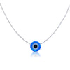 Sterling Silver Blue Glass Evil Eye Necklace 45cm Large