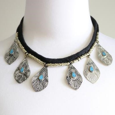 Vintage Double Layer Synthetic Turquoise Stone Necklace