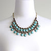 Vintage 2 Tier Drop Synthetic Turquoise Necklace