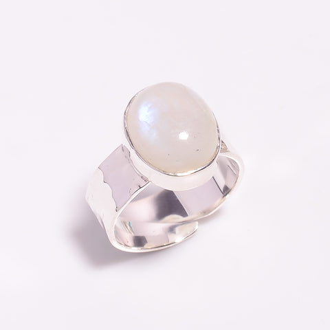 Oval Claw Rainbow Moonstone Sterling Silver Pendant