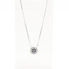 Rose Sterling Silver Round Stone Evil Eye Necklace Large