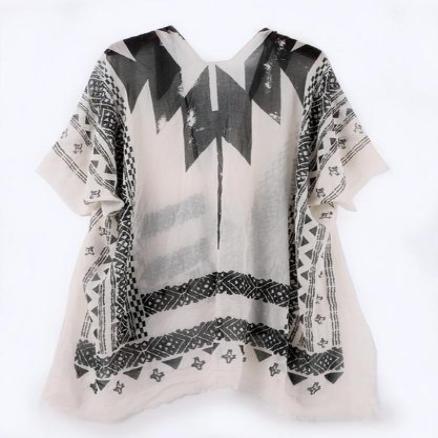 Boho Kimono Aztec Black & White Free Size