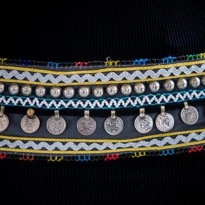 Afghani Handmade Coin Belt Black & Grey