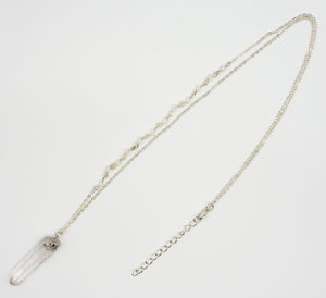 Rough Metallic Clear Quartz Side Beaded Necklace