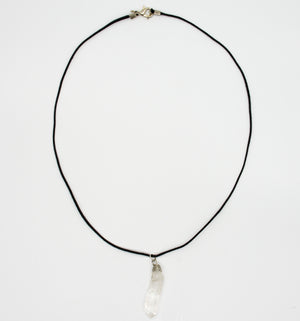 Raw Crystal Black Chocker Clear Quartz Necklace