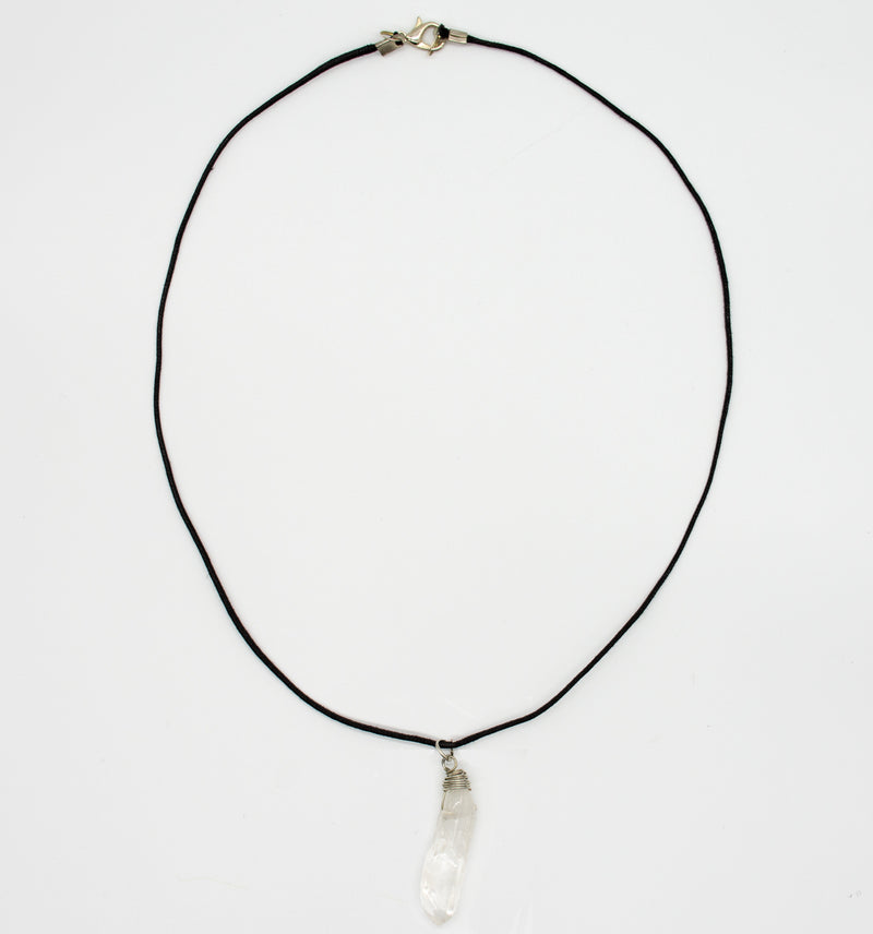 Raw Crystal Black Chocker Clear Quartz Necklace