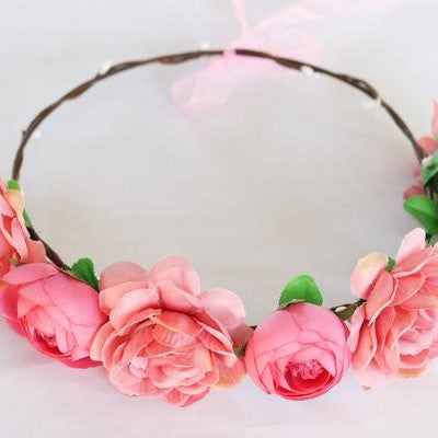Boho Flower Crown Blush Pink