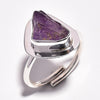 Raw Amethyst Silver Band Sterling Silver Adjustable Ring