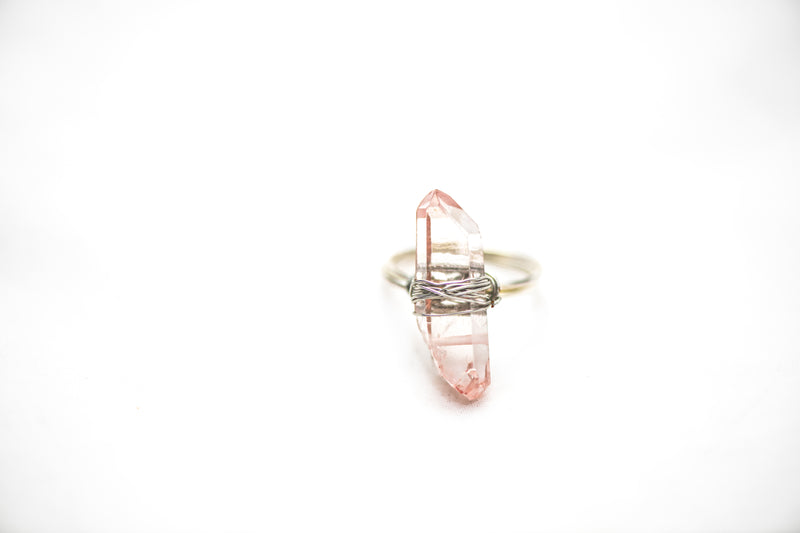 Wrapped Raw Rose Aura Ring Adjustable